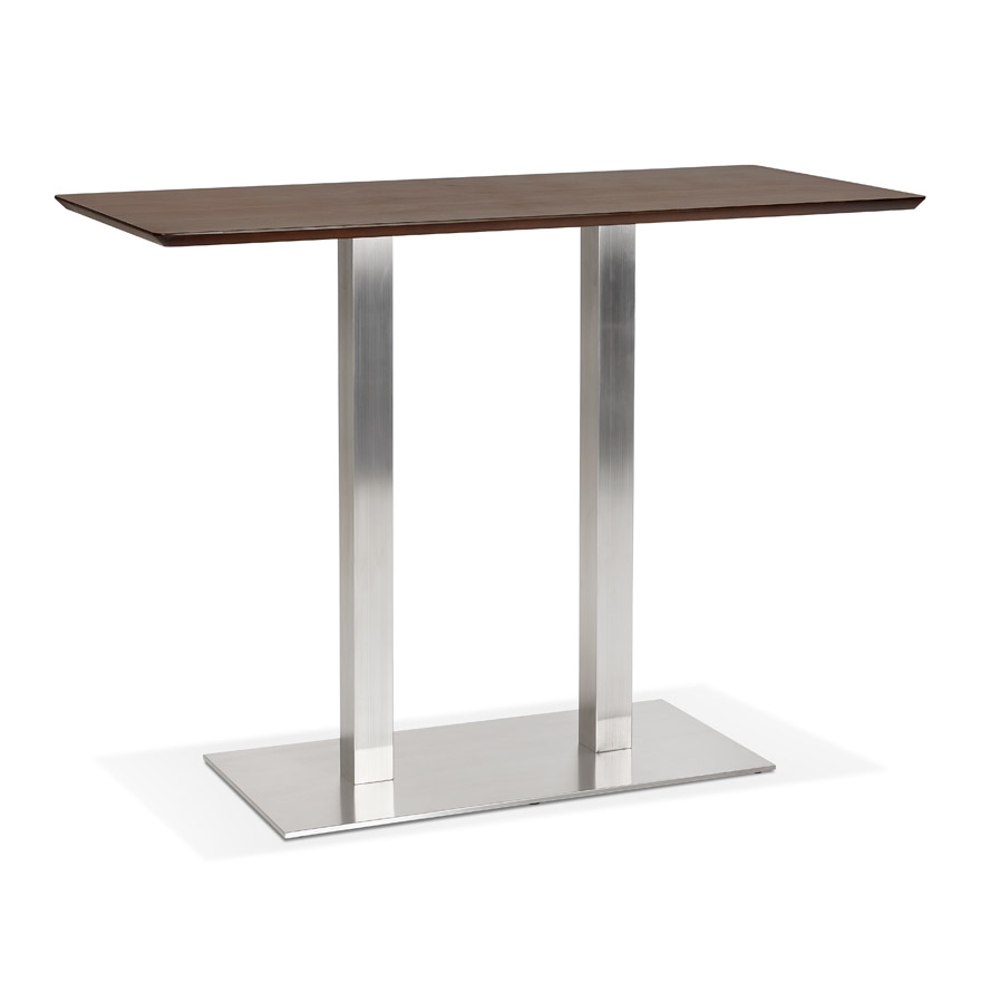 Table haute design MAMBO BAR | Plateau MDF finition noyer | Marron/Noir | 150x70x100 cm