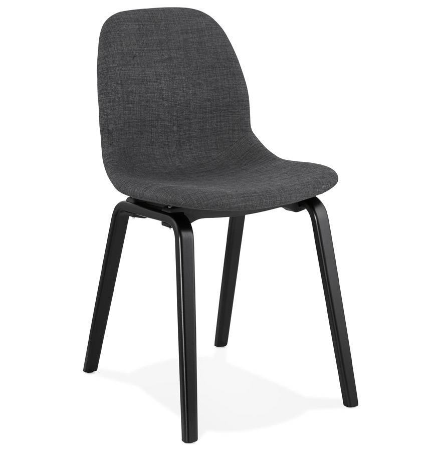 Chaise CELTIK' en tissu gris avec pieds bois noir | Gris & noir | 52,5x44,5x81 cm