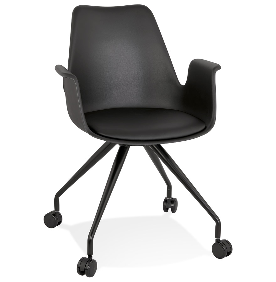 Chaise de bureau noire avec accoudoirs SPLIT | 60x60x89 cm | Structure métal noir poudré