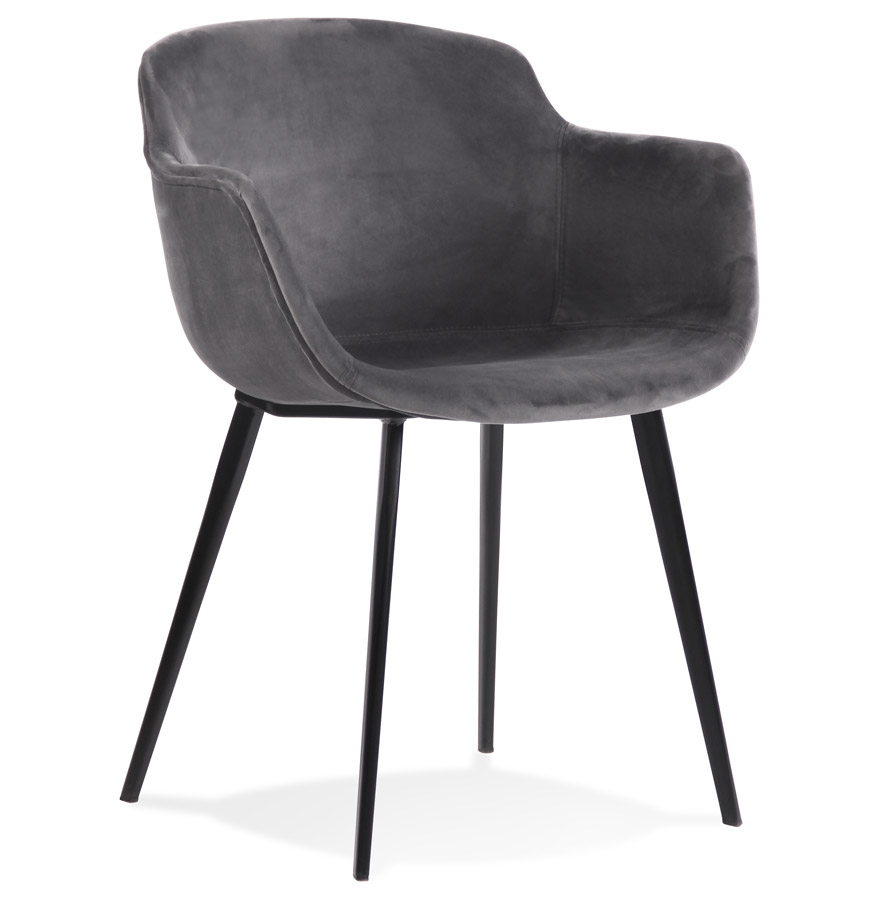 Chaise avec accoudoirs ARMADA | velours gris | 59x54x80 cm