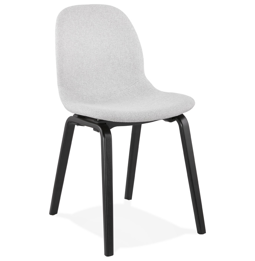 Chaise CELTIK' tissu gris clair | Pieds bois noir | 52,5 x 44,5 x 81 cm