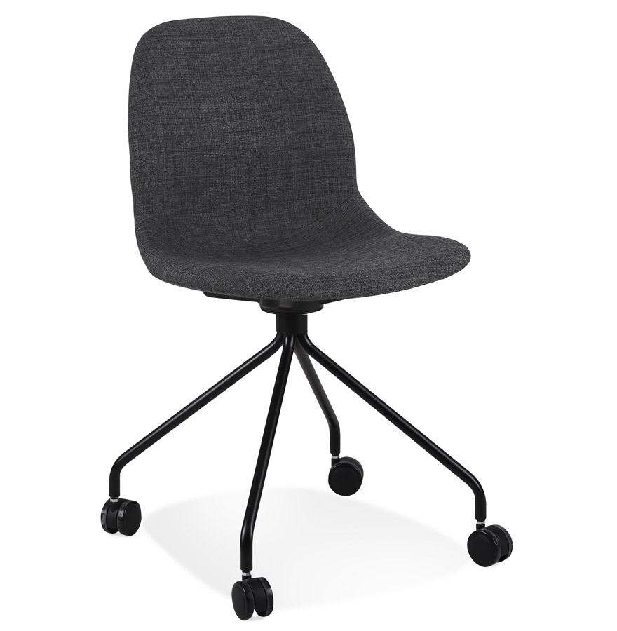Chaise de bureau TAVIRA gris foncé en tissu | Noir et gris | 49x46x86 cm