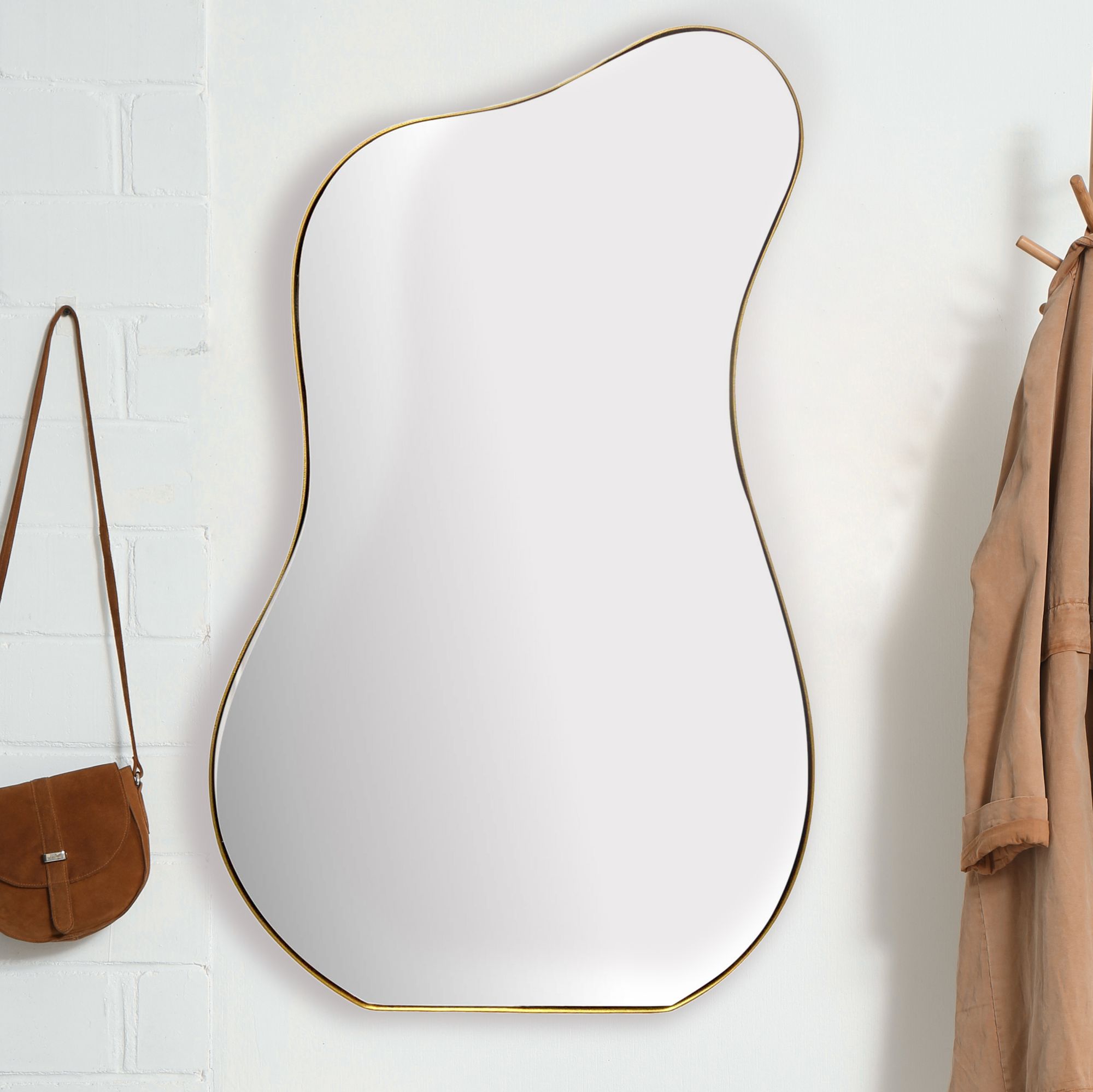 Asymmetrische Wandspiegel | Gouden Metalen Frame | 60x100 cm