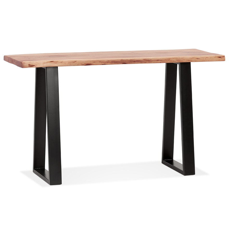 Console RAFA style industriel | Bois massif d'Acacia naturel et métal noir | 130x45x76 cm