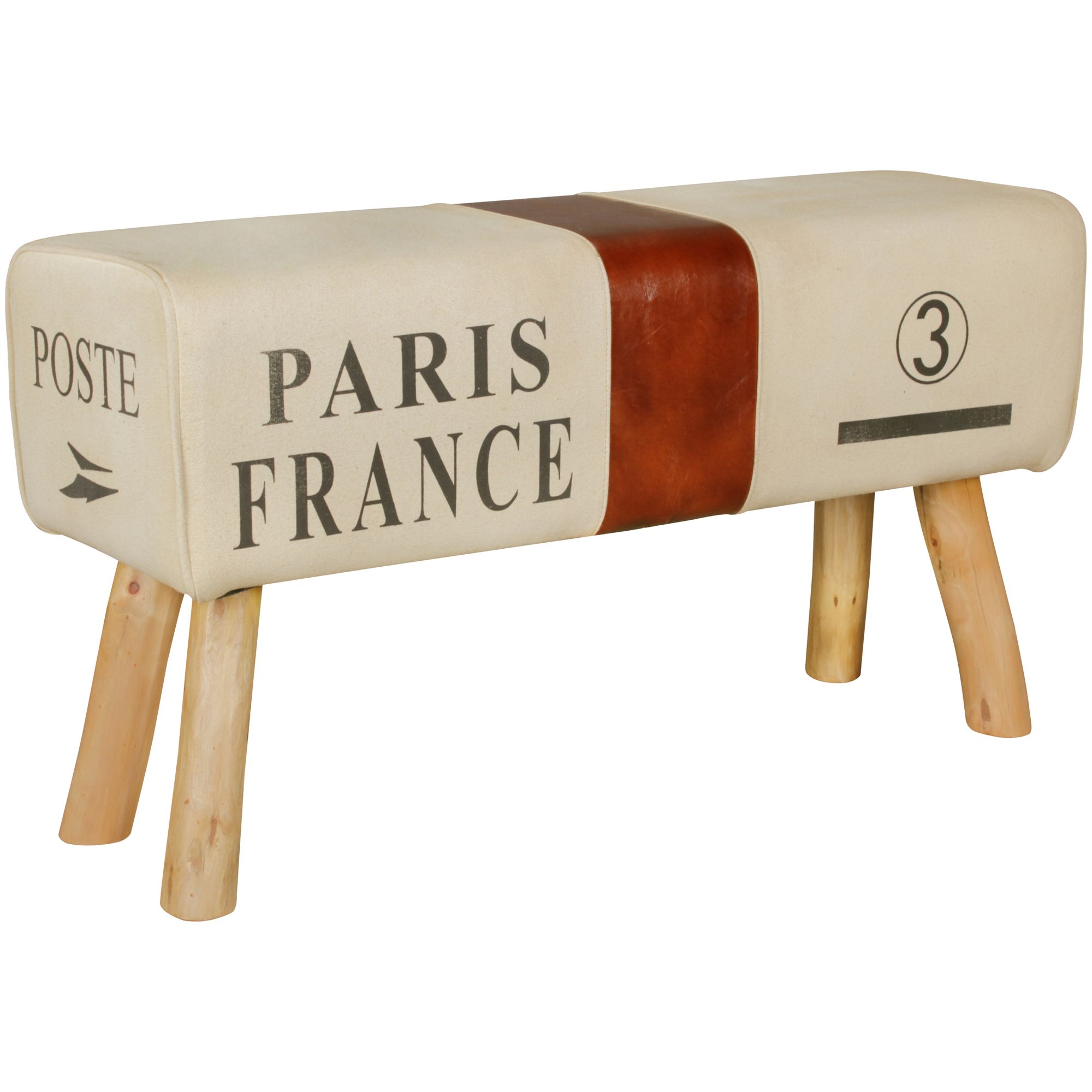 Banc Design Turnbock en Coton 83% & Cuir Véritable 17% Beige & Marron | 91 x 51 x 30 cm Banc Design Turnbock en Coton 83% & Cuir Véritable 17% Beige & Marron | 91 x 51 x 30 cm