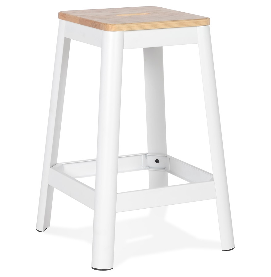 Alterego Tabouret de bar LIDYA MINI Couleur du piètement Blanc Assise Nature