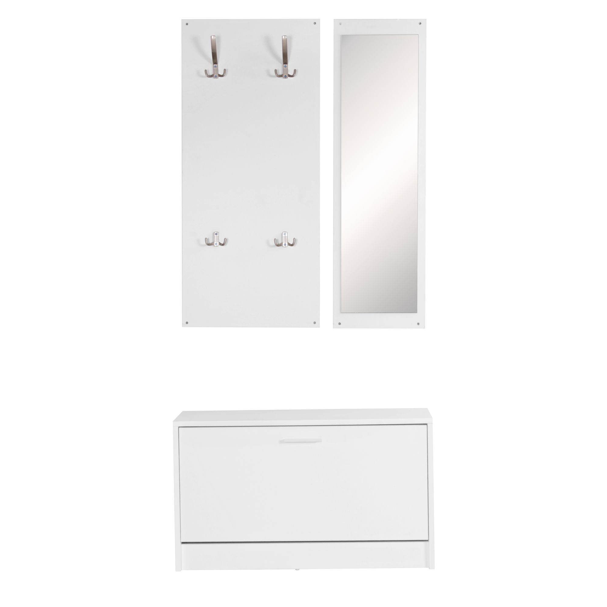 Garde-robe murale SALERNO avec miroir & placard à chaussures blanc | Design moderne | 80 x 100 x 27 cm Garde-robe murale SALERNO avec miroir & placard à chaussures blanc | Design moderne | 80 x 100 x 27 cm