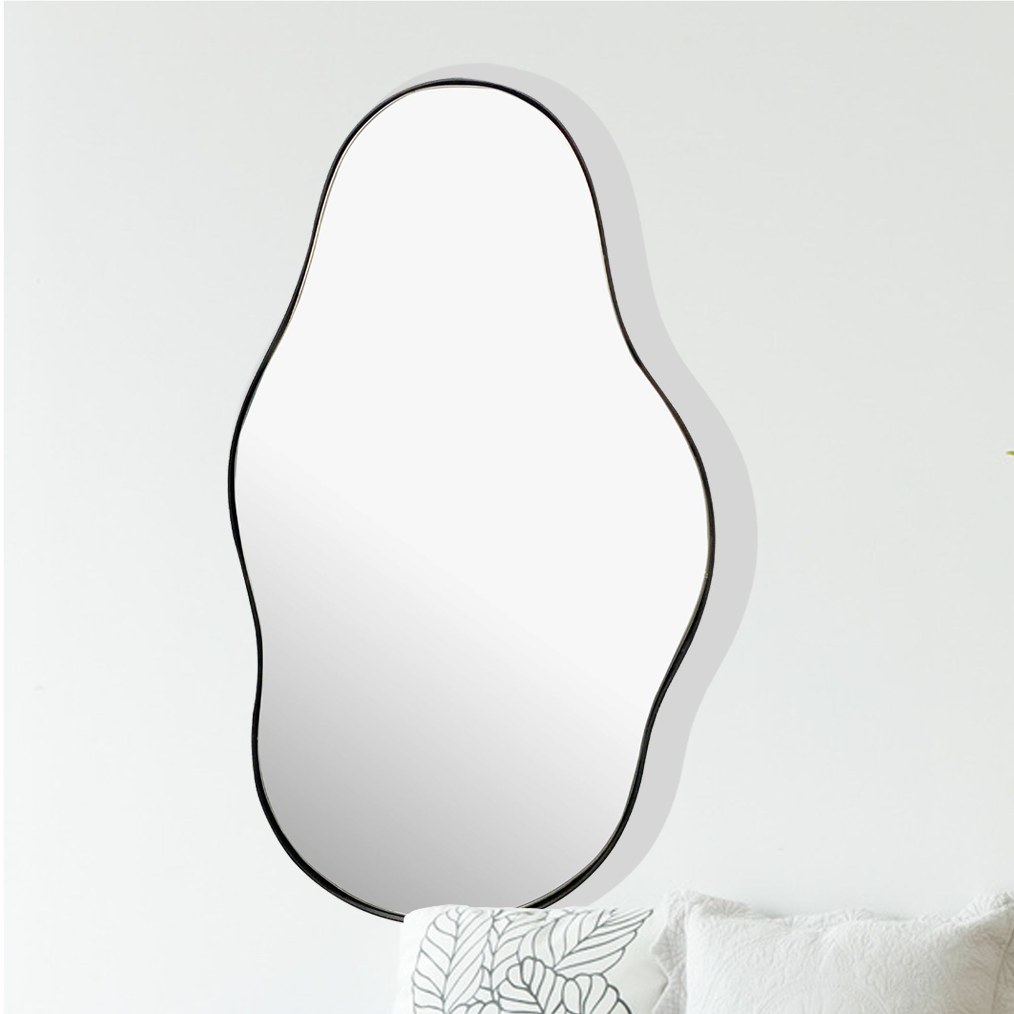 Asymmetrische Wandspiegel 40x80 cm | Zwarte metalen lijst | Spiegeldikte 6 mm
