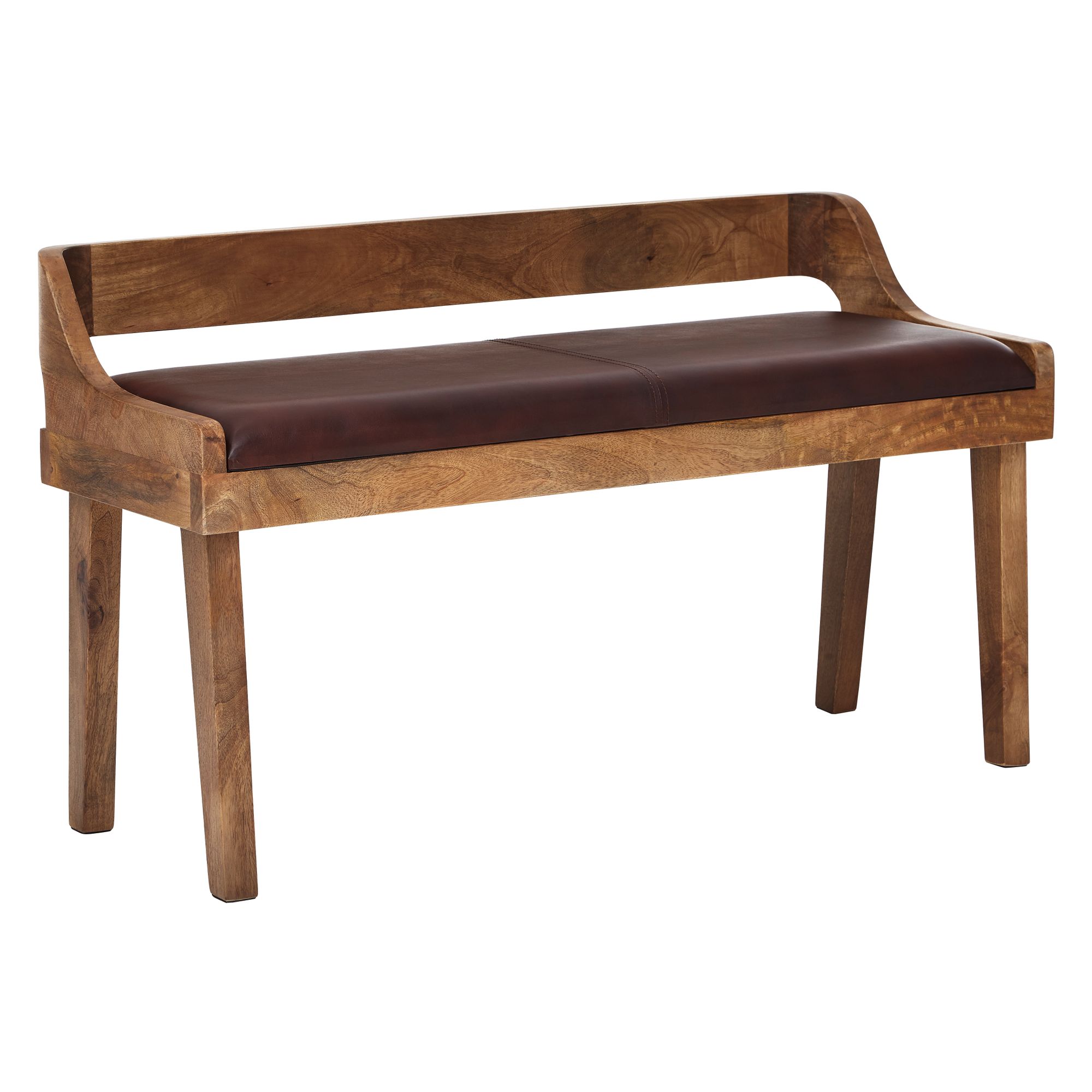 Banc d'entrée cuir véritable et bois massif 108 x 63 x 43 cm | Banquette avec dossier marron | Fauteuil 2 places en cuir Banc d'entrée cuir véritable et bois massif 108 x 63 x 43 cm | Banquette avec dossier marron | Fauteuil 2 places en cuir