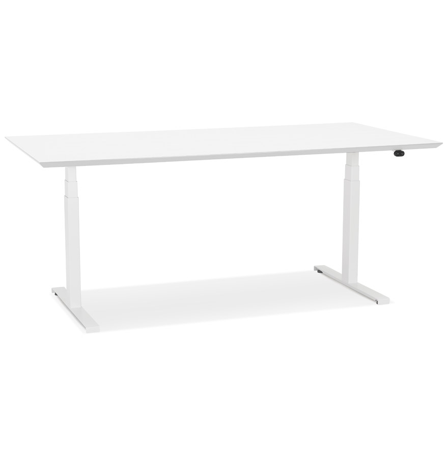 Bureau assis-debout électrique | Plateau en bois MDF peint blanc | 180x90 cm