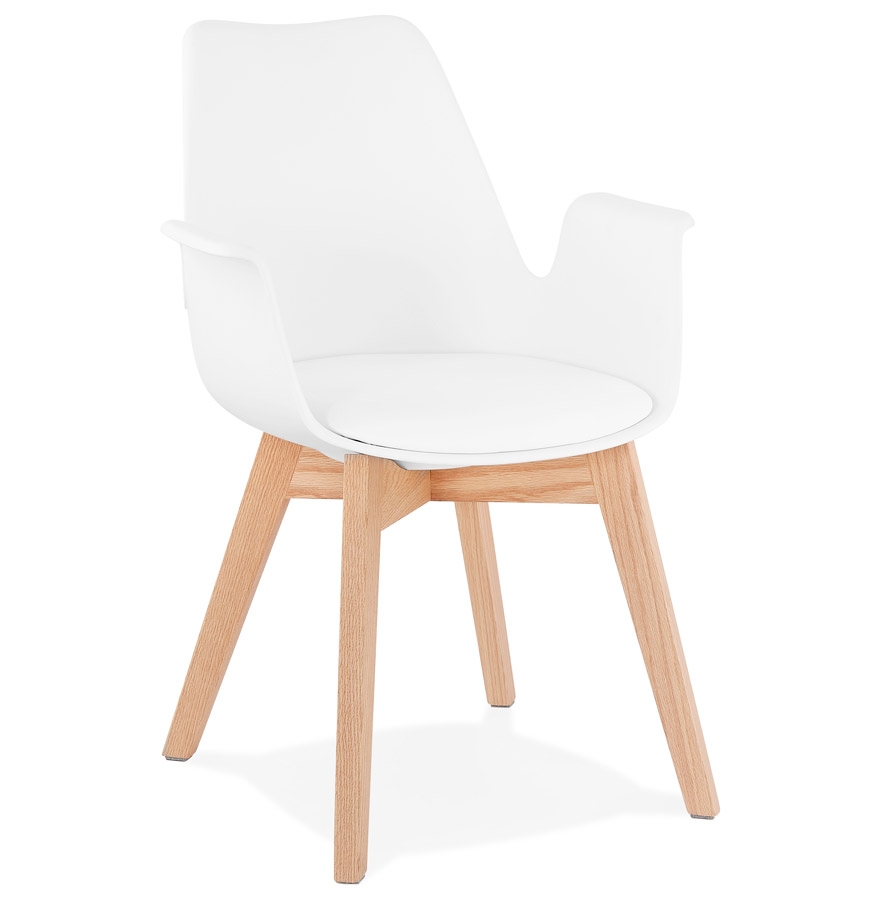 Chaise 'MISTRAL' blanche avec accoudoirs | Structure en chêne | 58,5x50x82 cm