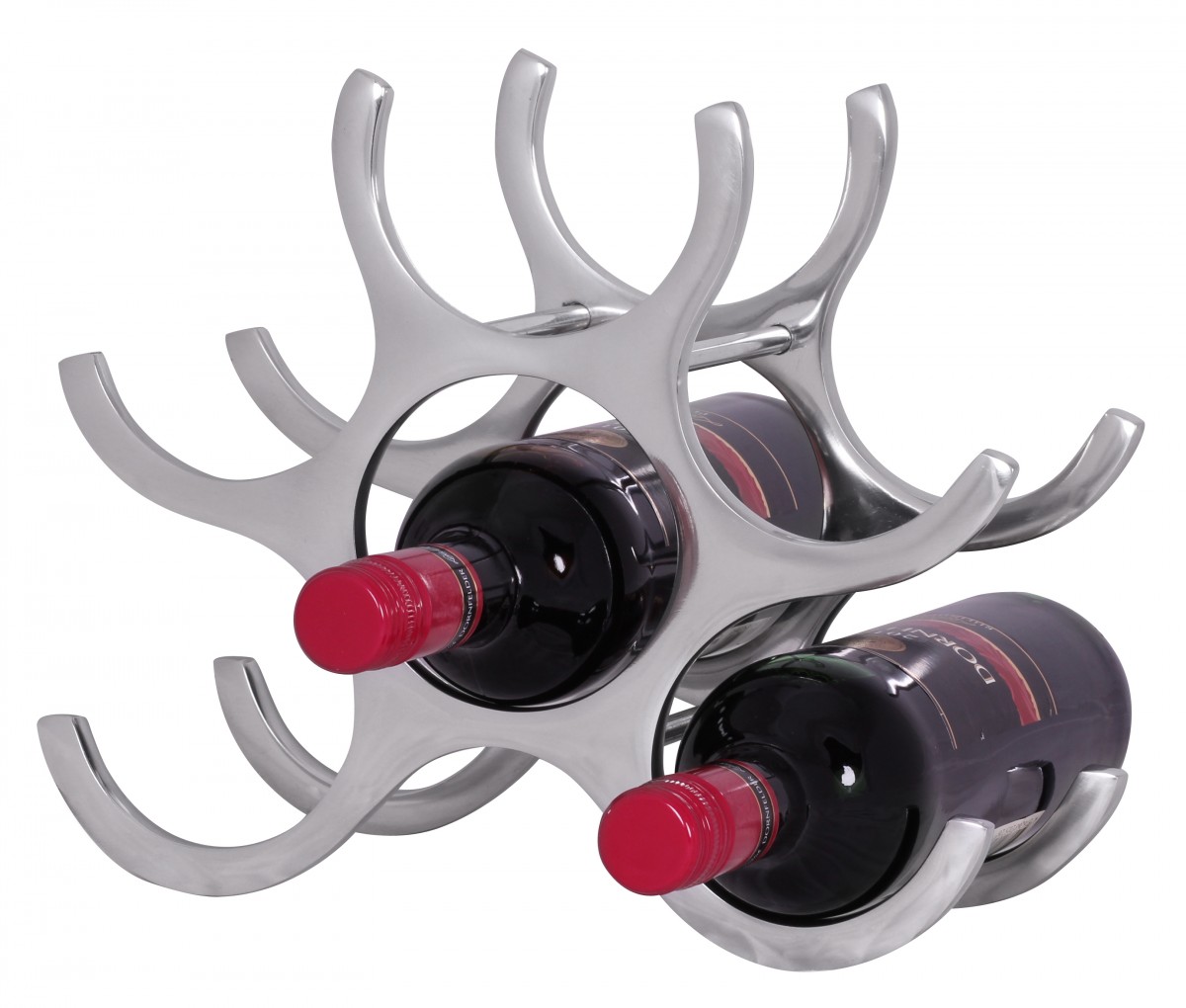 Support à vin design en aluminium argenté 6 bouteilles | Aluminium | 29 x 24 x 14 cm Support à vin design en aluminium argenté 6 bouteilles | Aluminium | 29 x 24 x 14 cm