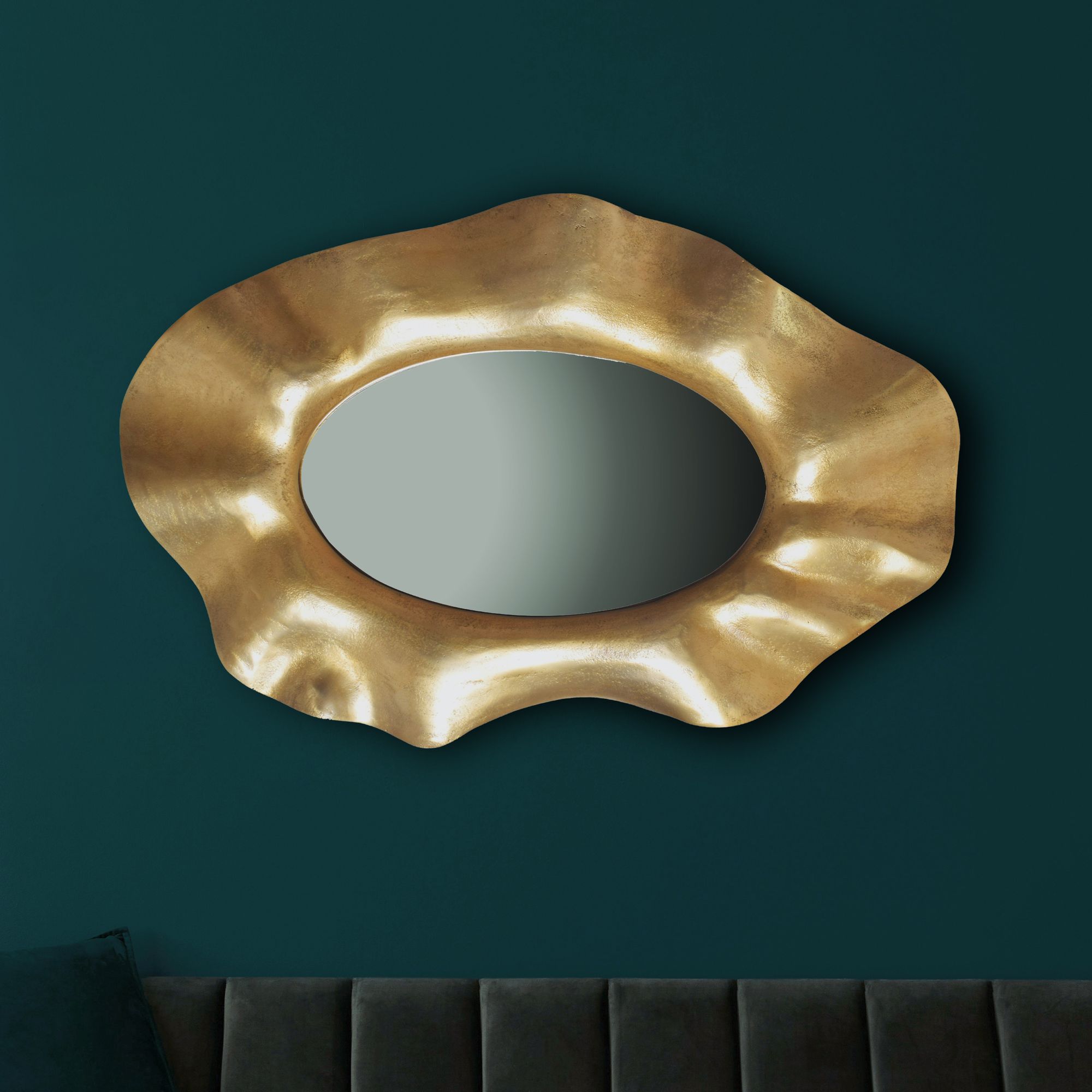 Asymmetrische Wandspiegel | Goudkleurig Aluminium | 60x90 cm