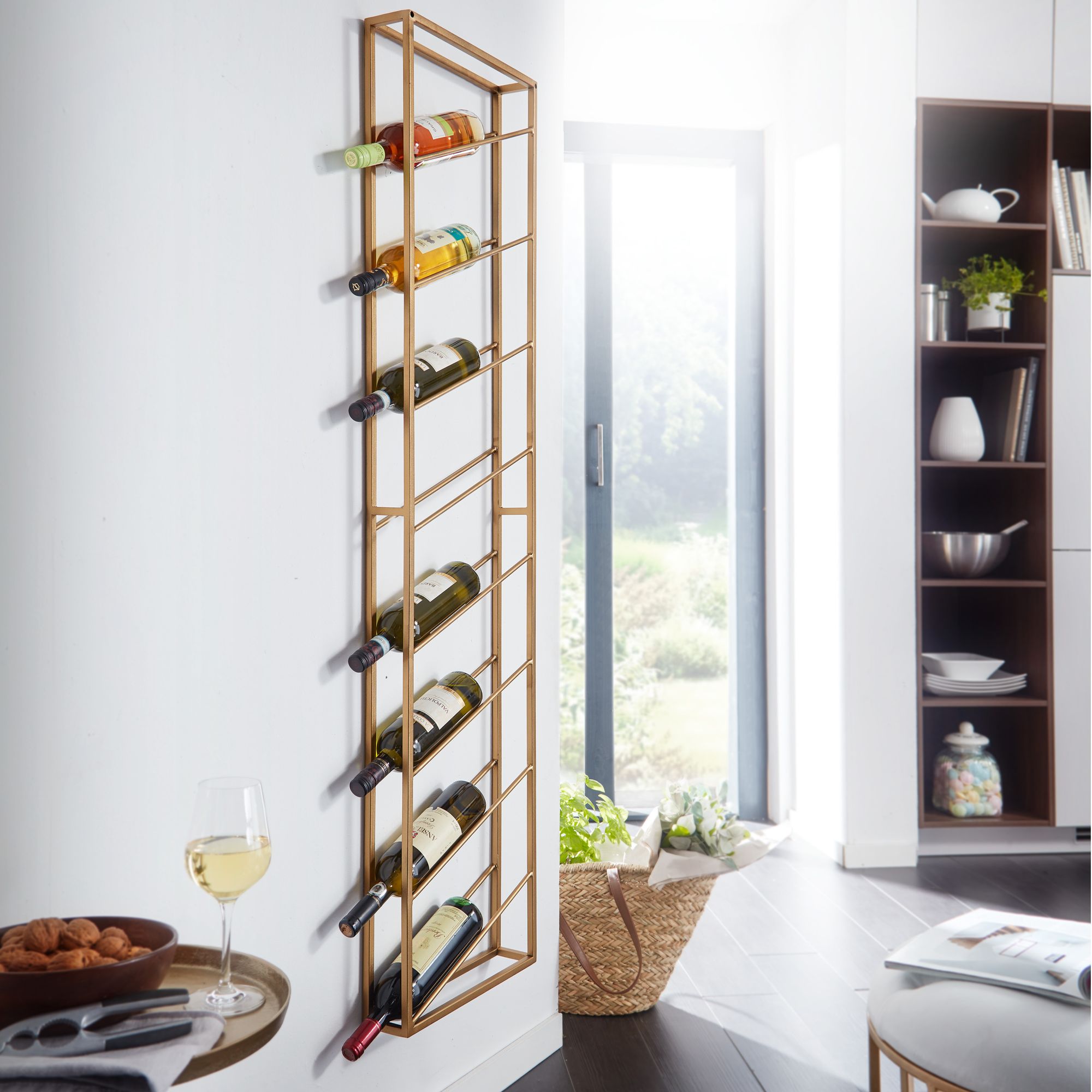 Weinregal Métal Doré 36x150x8 cm | Porte-bouteilles mural design 8 bouteilles Weinregal Métal Doré 36x150x8 cm | Porte-bouteilles mural design 8 bouteilles
