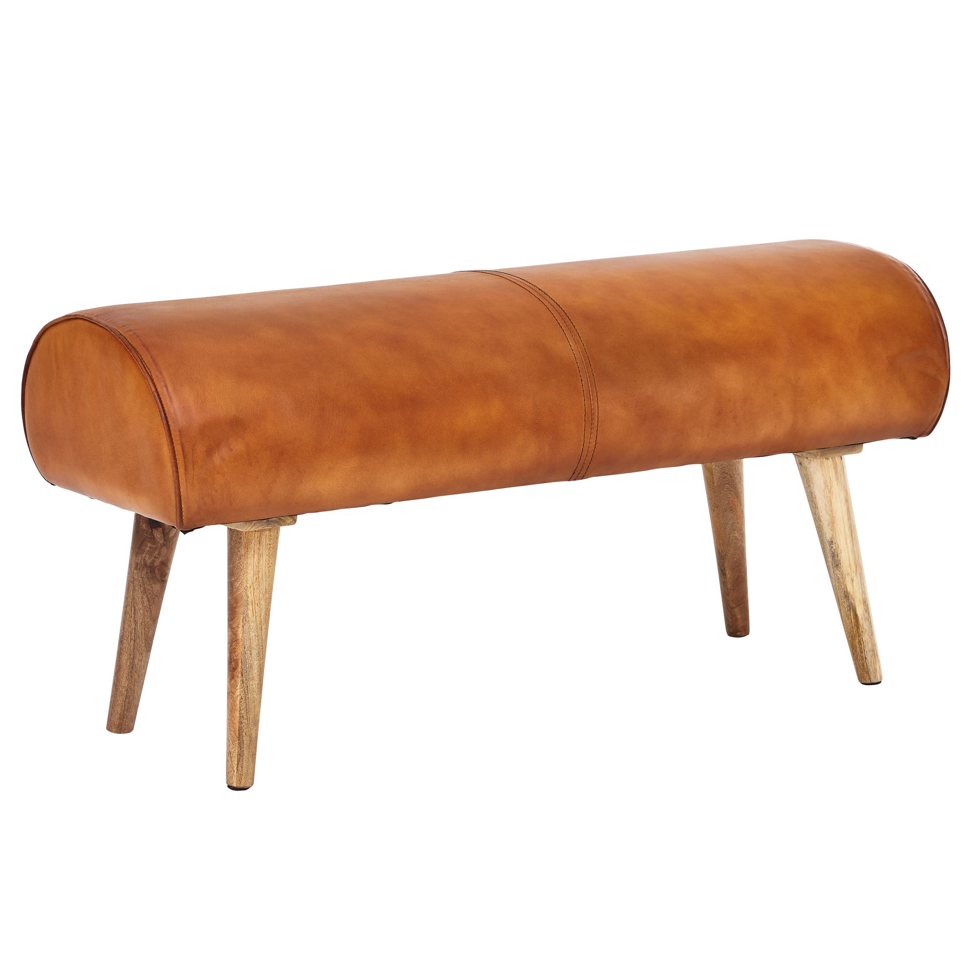 Banc en cuir véritable et bois massif | Marron | 100x53x40 cm Banc en cuir véritable et bois massif | Marron | 100x53x40 cm