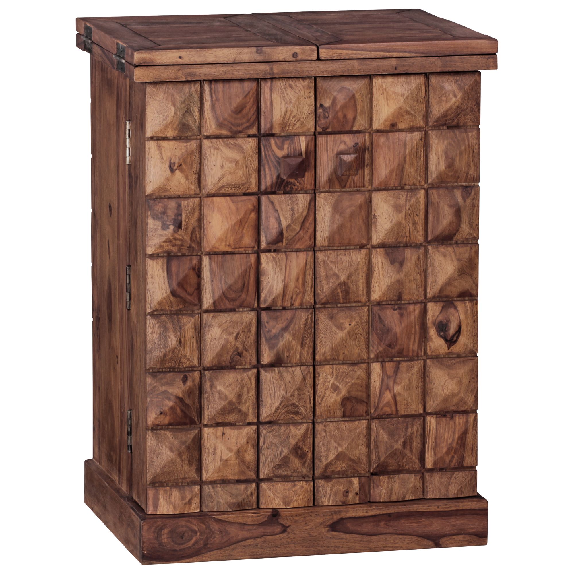 Bar maison Sheesham Massif | Naturel marron | 65 x 91 x 50 cm avec portes et tiroir Bar maison Sheesham Massif | Naturel marron | 65 x 91 x 50 cm avec portes et tiroir